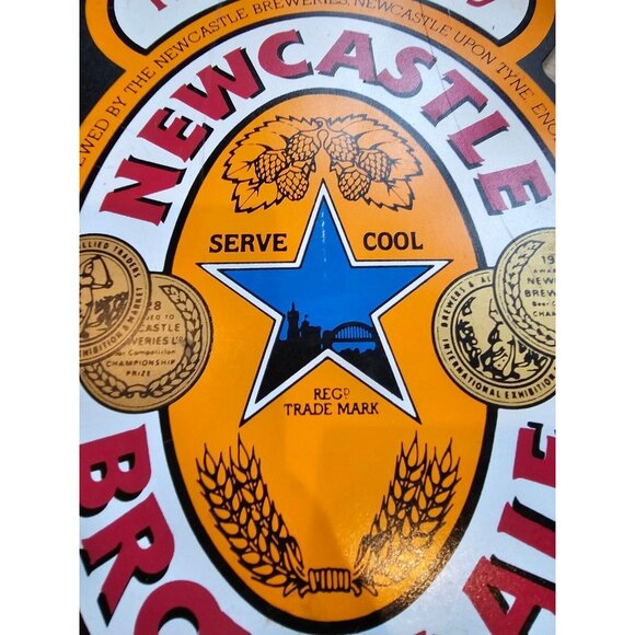 Newcastle Brown Ale Sign The One And Only Fiberboard Beer Label Double Sided - Picture 15 of 15